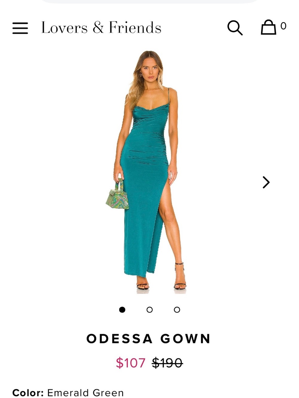 Lovers + Friends Emerald Green Backless Odessa Gown